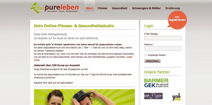 Online Fitness für zuhause bei daspureleben.de