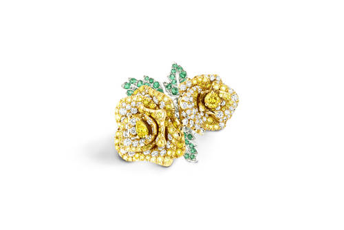 Ring "Rose Dior Bagatelle" aus 750er Weissgold mit gelben Diamanten von Dior