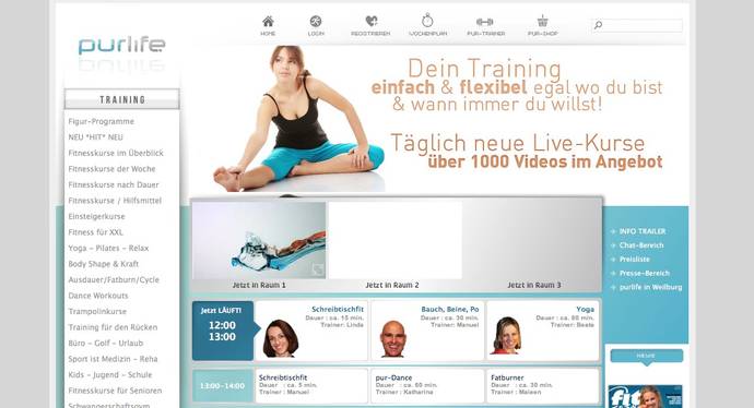 Online Fitness für zuhause bei pure-life.de