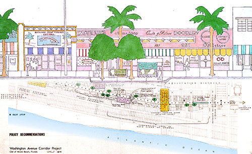 Plan für die Wiederbelebung der Washington Avenue, Miami Beach, Florida, 1978 / Plan: Venturi, Scott Brown and Associates inc.