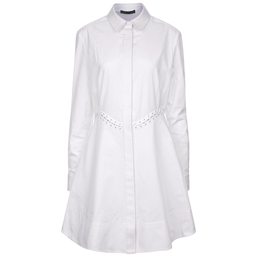 White Cotton Laced Shirt Dress von Alexander Wang