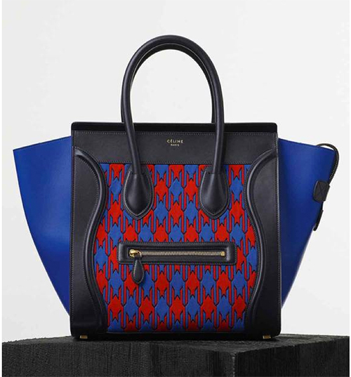 Mini Luggage Handbag in Electric Blue Diamond Jacquard Knit, Calfskin trimmings and Lambskin lining 165212YSM.07RE